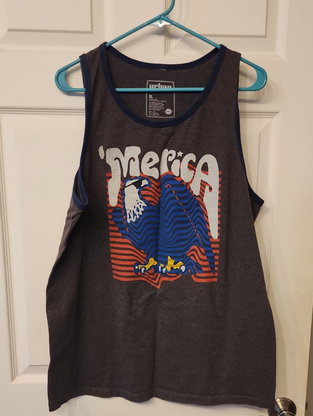 urban pipeline Charcoal Tank Top with Patriotic Eagle Graphic